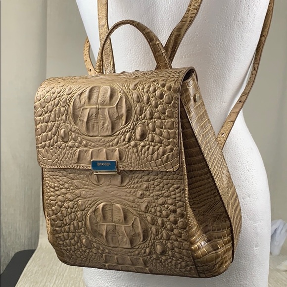 BRAHMIN NWT GOLD CREAM LEATHER BACKPACK - Picture 8 of 14